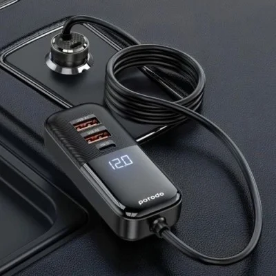 Porodo Multi-Port Power Delivery Quick-Charging Hub Dual USB-C - USB-A - Black